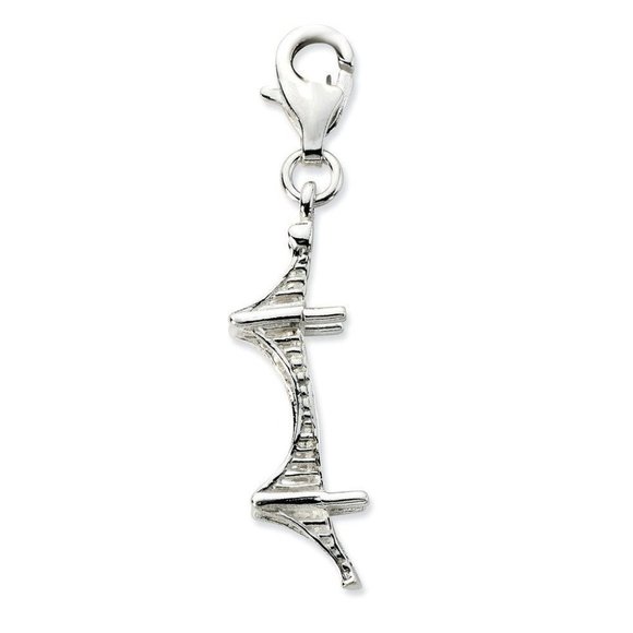 Sterling Silver Polished Mackinac Bridge W/Lobster Clasp Charm New Pendant - Picture 1 of 2